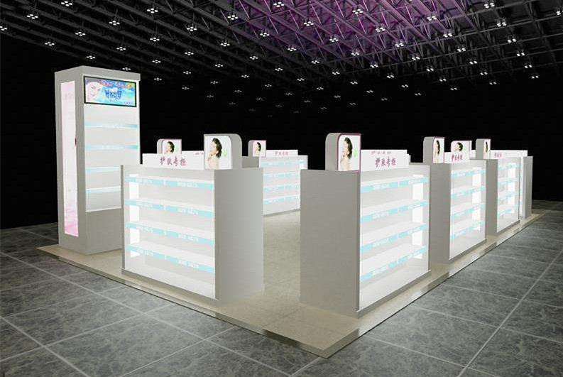流行时尚的妆品展示柜台展柜设计主题