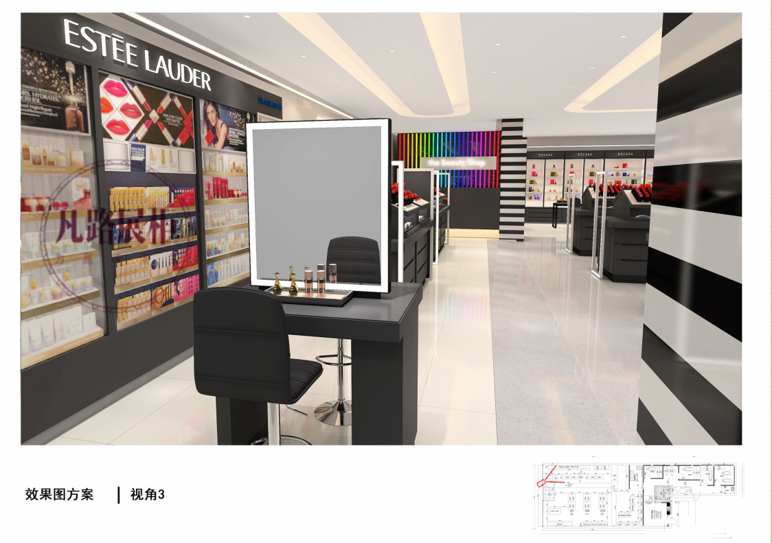 300平米美妆店化妆品展示柜效果图