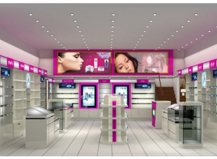 豪华彩妆店化妆品展示柜台设计效果图