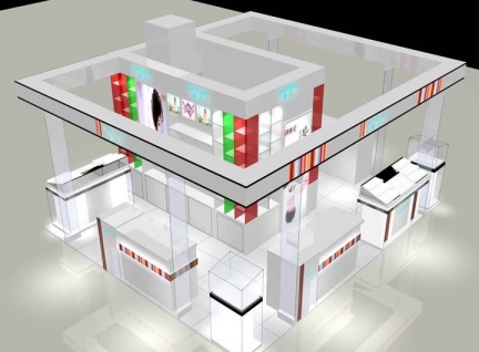 凡路装饰2017年9月新款，化妆品展示陈列柜2D效果图