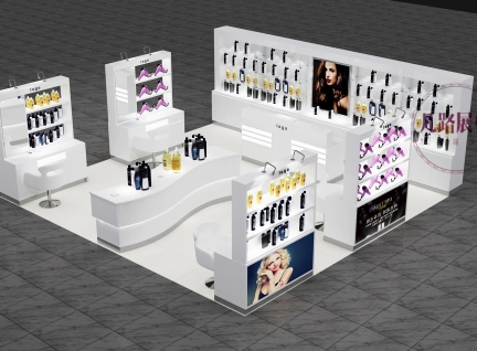 FUNROAD出口马尔代夫化妆品烤漆展示柜设计案例