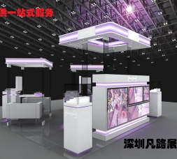 化妆品店木质烤漆化妆品柜台家具展示效果图