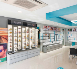 FRYJZJ-201910141眼镜专卖店玻璃展柜 木质白色烤漆玻璃中岛柜