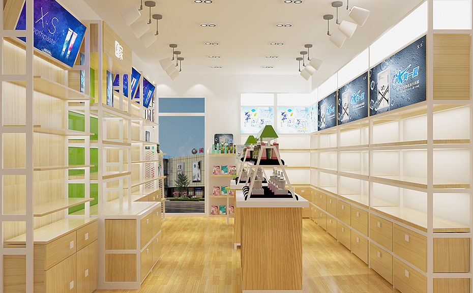 化妆品展柜设计,柜台颜色风水学