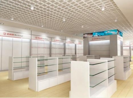 连锁品牌化妆品大型展示柜台效果图