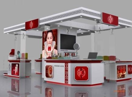 2017流行环形化妆品展示柜台设计效果图