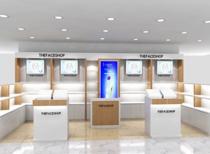 流行商城成品化妆品展示柜设计效果图