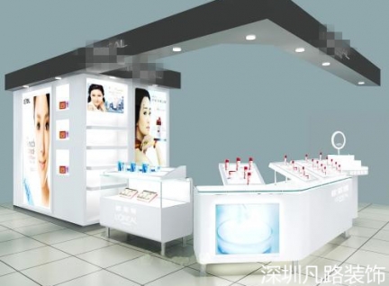 现代商场化妆品柜台，展示柜设计效果图