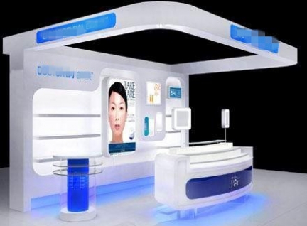 商业空间化妆品展示柜设计陈列空间效果图