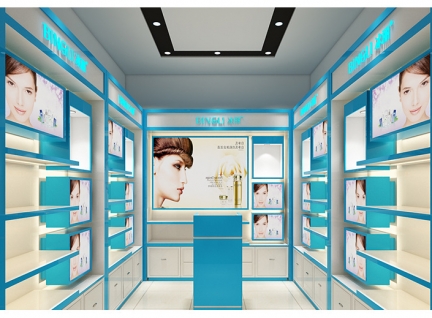 化妆品旗舰店空间展柜设计陈列效果图
