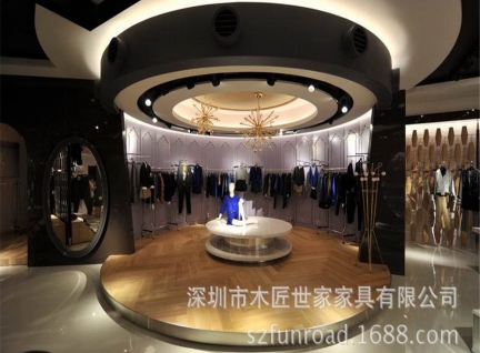高端品牌订制服装展柜设计陈列效果图