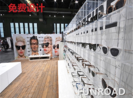 美式现代简约眼镜店空间展柜设计效果图