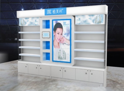 凡路展柜订制化妆品展示柜台设计效果图，可来图订制