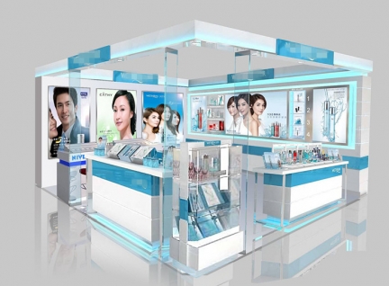 c2-大型购物商场化妆品展示柜台效果图-可来图订制