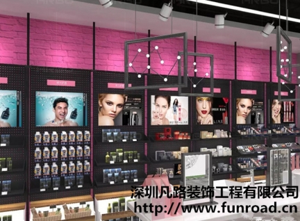 韩式彩妆品牌店木质烤漆化妆品柜台设计效果图-可订制