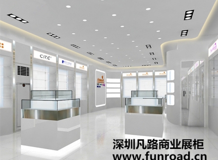 实拍广州白色简约木质烤漆化妆品柜台设计效果图-可订制