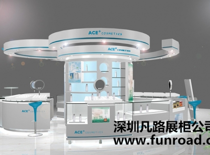 2017新款木质烤漆中岛化妆品展示柜台设计效果图-可订制