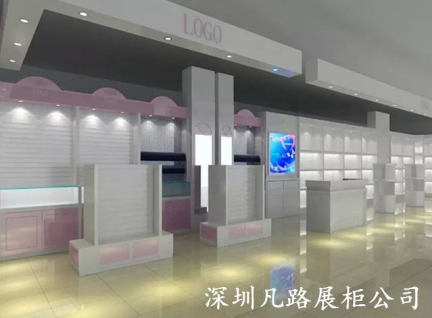 商场木质烤漆高端化妆品柜台设计制作效果图