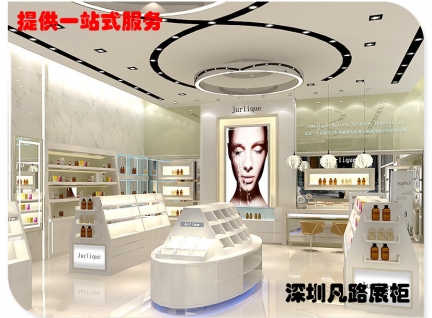 连锁中高端化妆品店展示柜台设计陈列效果图