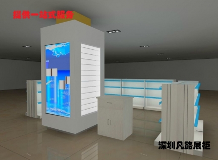 17款中式不锈钢带玻璃商场化妆品柜台设计制作效果图