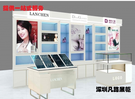 轻奢高端亚克力不锈钢化妆品柜台设计制作效果图
