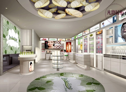 凡路春季   欧式木质烤漆化妆品展示柜台 设计效果图