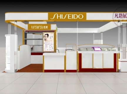 白色烤漆简约化妆品商场柜台定做效果图