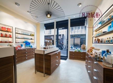 高端化妆品展示柜柜台，定制化妆品展柜现场效果