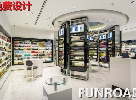 现代流行的简艺化妆品展柜，客户定制案例