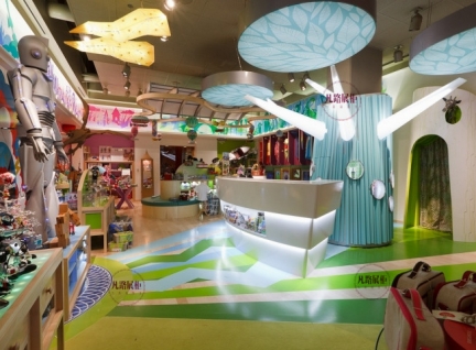 儿童日常用品玩具城展柜效果图