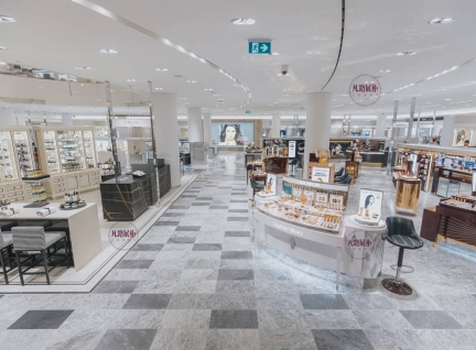 高端商场人造石化妆品展柜效果图