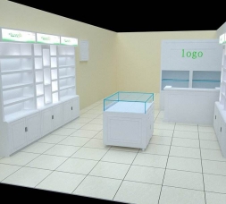 简约流行3D化妆品展示柜台设计效果图
