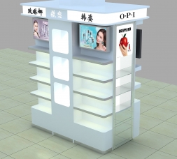 竖立简约化妆品展示柜台设计效果图