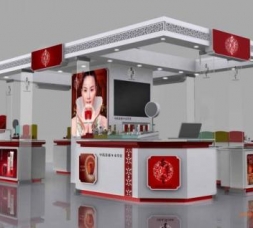 2017流行环形化妆品展示柜台设计效果图