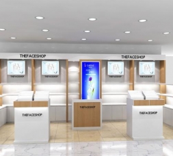 流行商城成品化妆品展示柜设计效果图