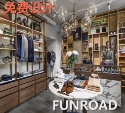 欧式简约服装店服装展示柜台设计效果图