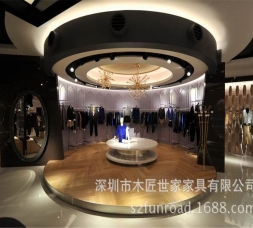 高端品牌订制服装展柜设计陈列效果图