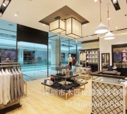 国际品牌服装店空间展示柜台设计陈列效果图