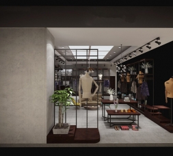 水台品牌化妆品店服装展柜设计陈列效果图