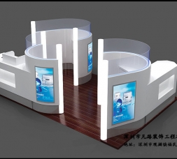 木质烤漆化妆品展示柜台陈列设计效果图-可来图订制