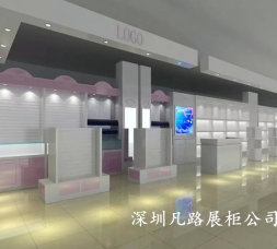 商场木质烤漆高端化妆品柜台设计制作效果图