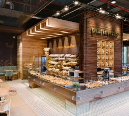 木饰纹面包店展柜效果图