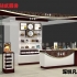 中式化妆品店展柜，化妆品柜台设计制作效果图