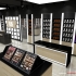 黑色系列木质烤漆化妆品展柜，3d效果图
